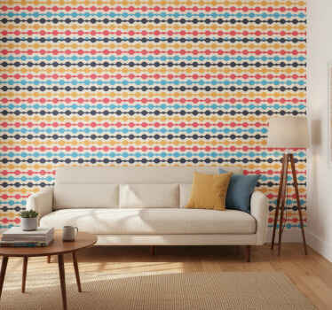 Retro tapete mit bunten retro linien - TenStickers