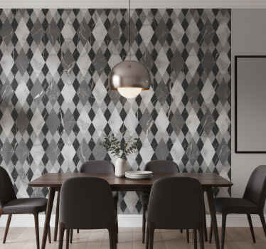 Marble effect wallpaper in dark diamond pattern - TenStickers