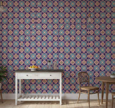 Tile effect wallpaper mediterranean style design - TenStickers