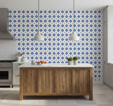 Tiles wallpaper with ceramic floral design - TenStickers