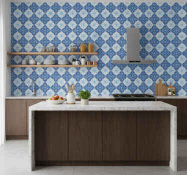 Carta da parati effetto piastrelle emblema fiocco di neve - TenStickers