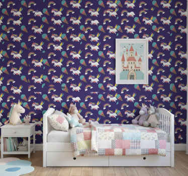 Tapete kinderzimmer einhornmuster - TenStickers