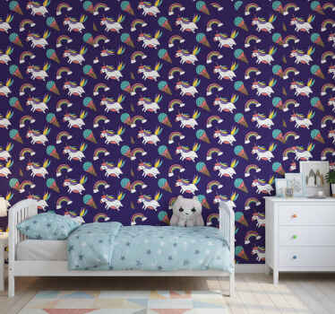 Tapete kinderzimmer mit handgezeichnetem einhornmuster - TenStickers
