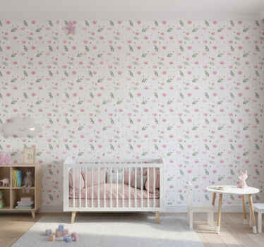 Tapete kinderzimmer zarte pinke minimalblumen - TenStickers