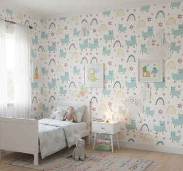 Tapete kinderzimmer mit lustigen schaf-einhörnern - TenStickers