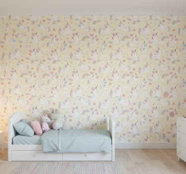 Tapete kinderzimmer glückliche einhörner im wunderland - TenStickers