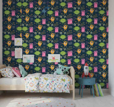 Tapete kinderzimmer mit lustigen bunten aliens - TenStickers