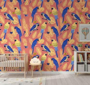 Tapete kinderzimmer mit papageien und schmetterlingen - TenStickers