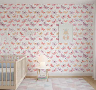 Tapete kinderzimmer mit schmetterlingsmuster - TenStickers