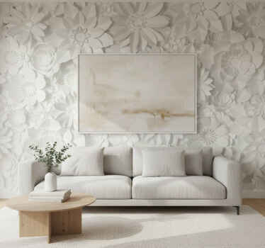Living room wallpaper white paper bloom wallpaper - TenStickers