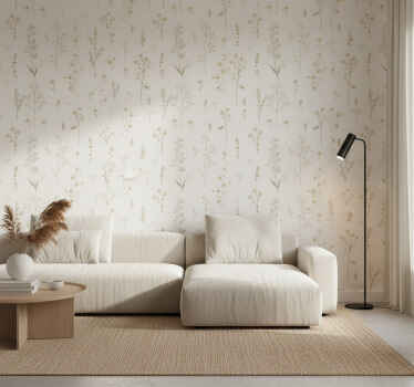 Living room wallpaper minimalist field flower - TenStickers