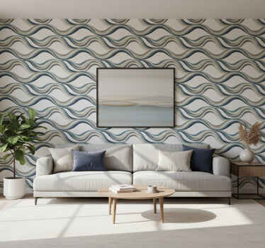 Living room wallpaper modern abstract ribbon wave - TenStickers