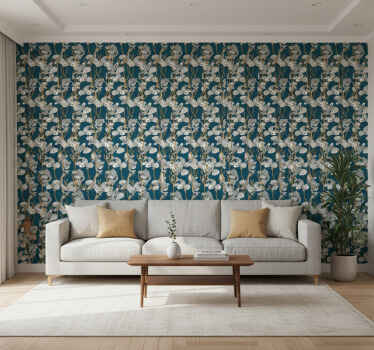Living room wallpaper deep sea coral drift - TenStickers