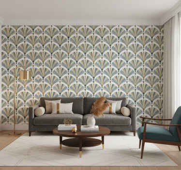 Living room wallpaper vintage gatsby fan mural - TenStickers