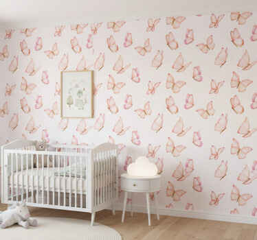 Butterfly wallpaper in a pink pattern - TenStickers