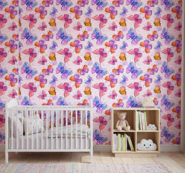 Colorful watercolor butterfly wallpaper - TenStickers