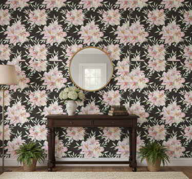 Tapet hol model floral cu crini în acuarelă - TenStickers