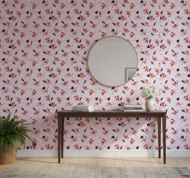 Tapet hol design floral crin roșu desenat manual - TenStickers