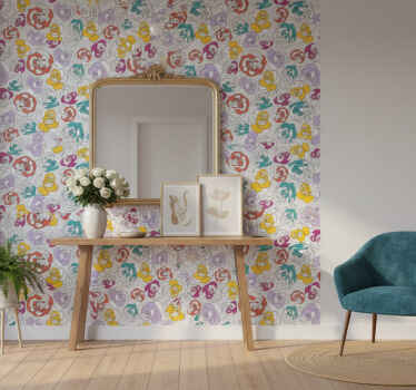 Tapet hol model trandafiri colorat - TenStickers