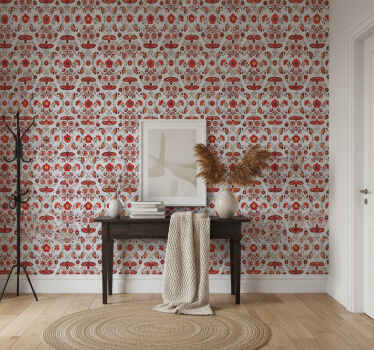 Papier peint couloir motif rouge polonais - TenStickers