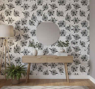 Papier peint couloir tournesols noirs et blancs - TenStickers