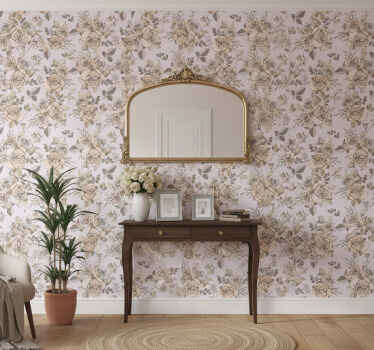 Papier peint couloir motif de roses élégantes - TenStickers