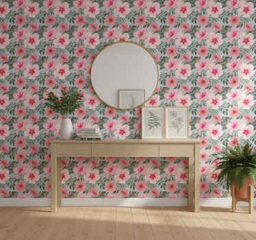 Papier peint couloir hibiscus et fleurs - TenStickers