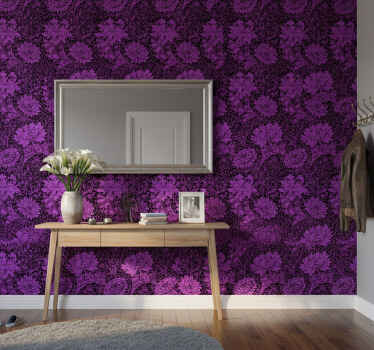 Papier peint couloir motif botanique violet - TenStickers