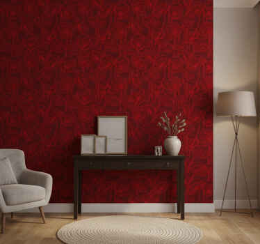 Papier peint couloir motif rouge complexe - TenStickers