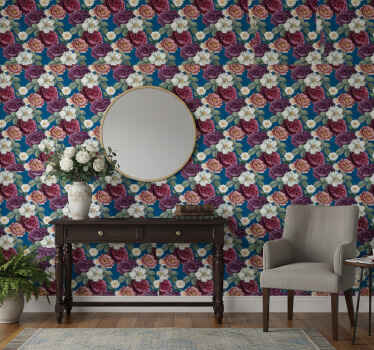 Papier peint couloir arrangement de roses vibrantes - TenStickers