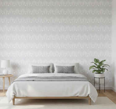 Scandinavian wallpaper white and grey leaf pattern - TenStickers