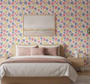 Scandinavian wallpaper light-colored floral pattern - TenStickers