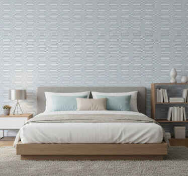Scandinavian wallpaper blue background white lines illusion - TenStickers