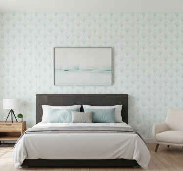 Scandinavian wallpaper light aquamarine leaves white - TenStickers