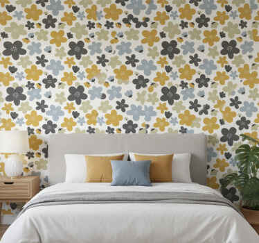 Scandinavian wallpaper pastel abstract flowers - TenStickers