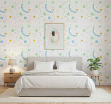 Scandinavian wallpaper green and blue triangle pattern - TenStickers