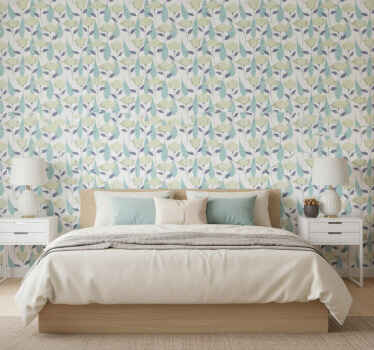 Scandinavian wallpaper pastel plant pattern - TenStickers