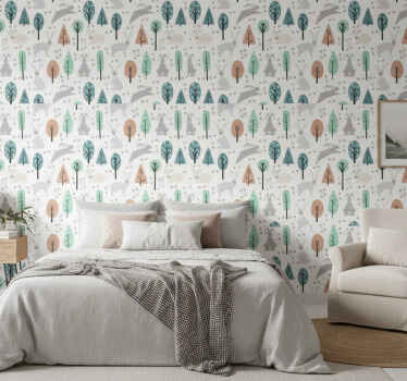Scandinavian wallpaper nordic forest wildlife - TenStickers