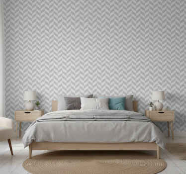 Scandinavian wallpaper white and grey herringbone - TenStickers