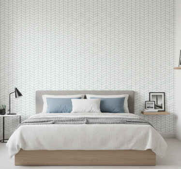Tapete skandinavisch blaue zickzacklinien auf weißem hintergrund - TenStickers