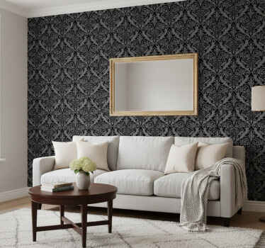Classic wallpaper vintage black damask design - TenStickers