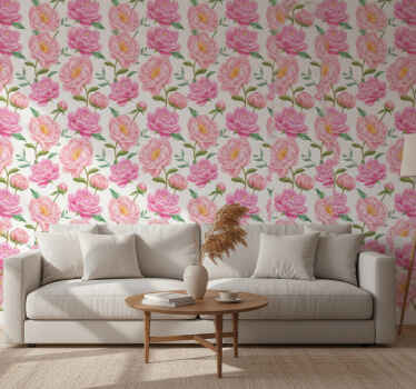 Classic wallpaper pink flower design - TenStickers
