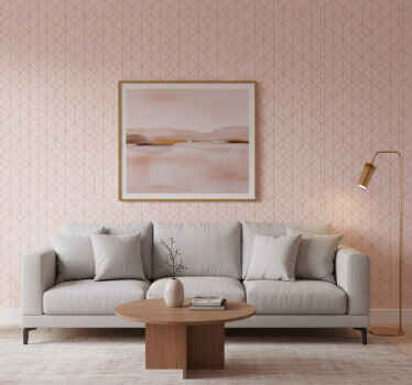 Classic wallpaper pink with golden lines pattern - TenStickers