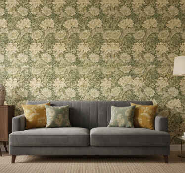 Classic wallpaper art nouveau chrysanthemum - TenStickers