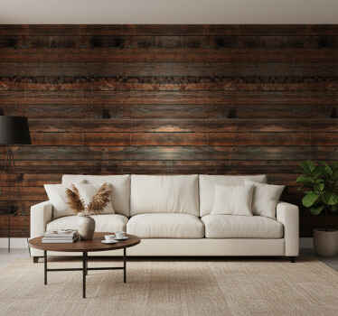 Rustikalni tapeti temno rjave lesene barve - TenStickers