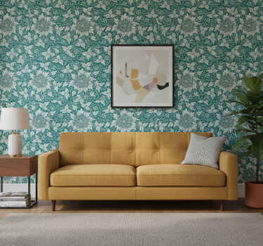 Papel tapiz para sala ornamento floral vintage - TenVinilo