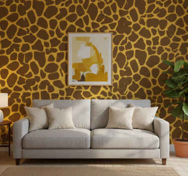Papel tapiz para sala estampado de jirafa - TenVinilo