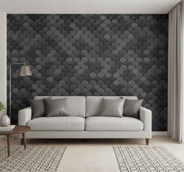 Papel tapiz para sala escamas negras - TenVinilo