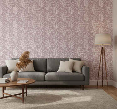 Papel tapiz para sala patrón de flores elegantes - TenVinilo