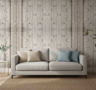 Papier peint salon effet bois pin blanc - TenStickers